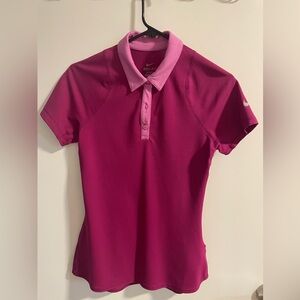 Nike Pink Fitted Buttoned Polo Top